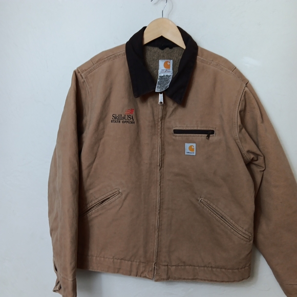 Carhartt Detroit Jacket Women's Size L Camel Tan Blanket Lined - Picture 2 of 16